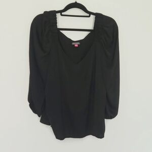V neck puffy sleeved blouse